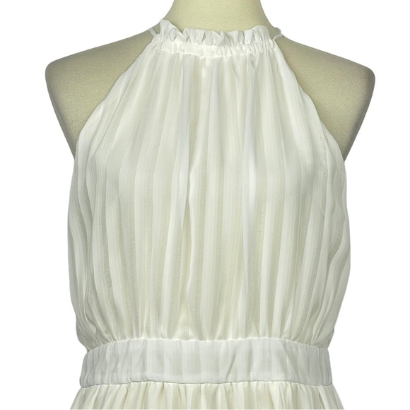 One One Six NWT Cream White Halter Chiffon Striped Dress Womens Size Small S - Picture 3 of 10